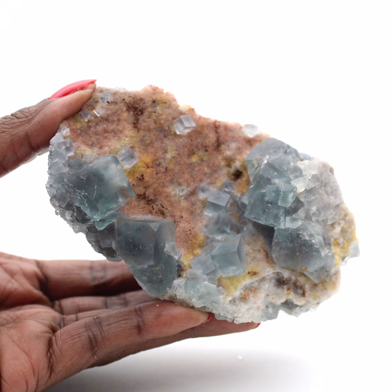 Natural green fluorite: Sample on rock for collection