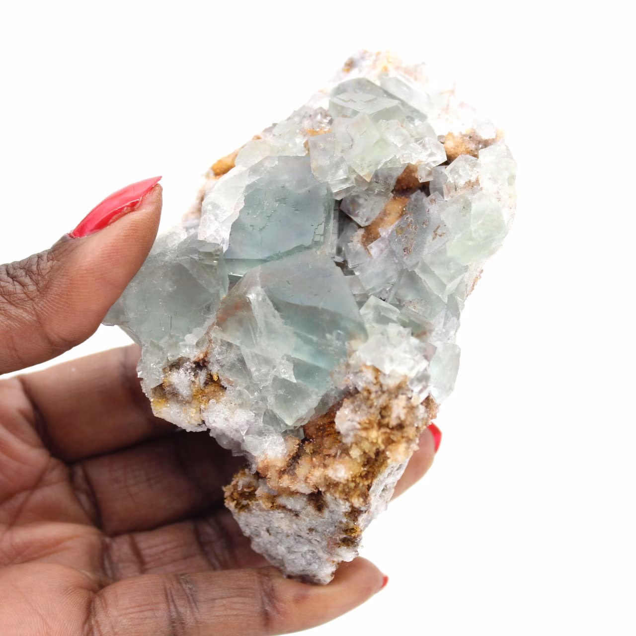 Green fluorite on matrix: Small collector's item from Morocco