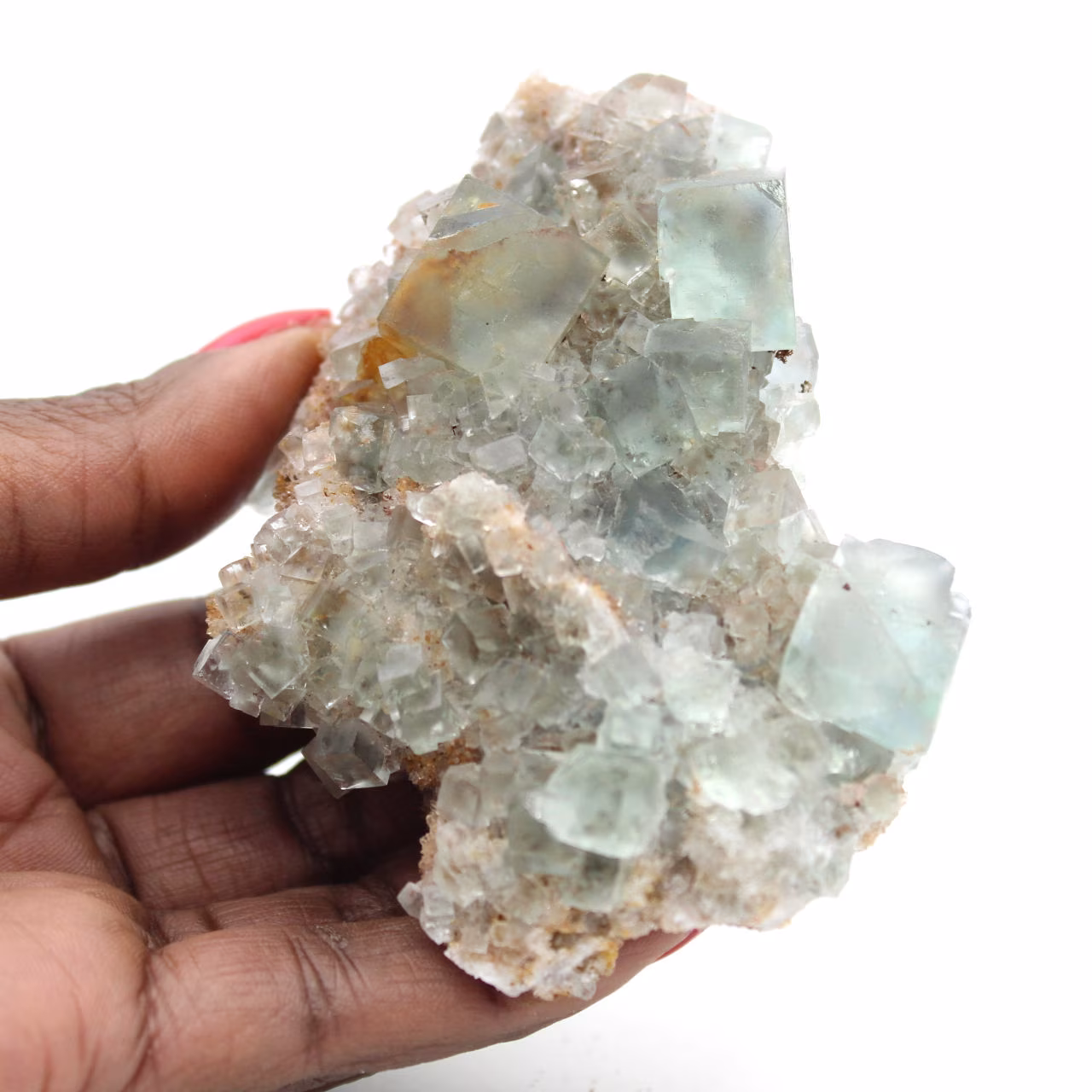 Green fluorite on rock: Raw mineral sample