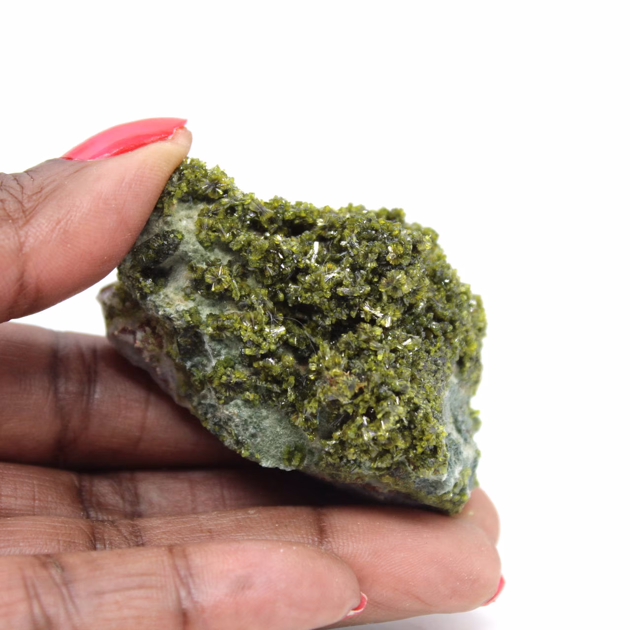 Small green epidote on Moroccan matrix