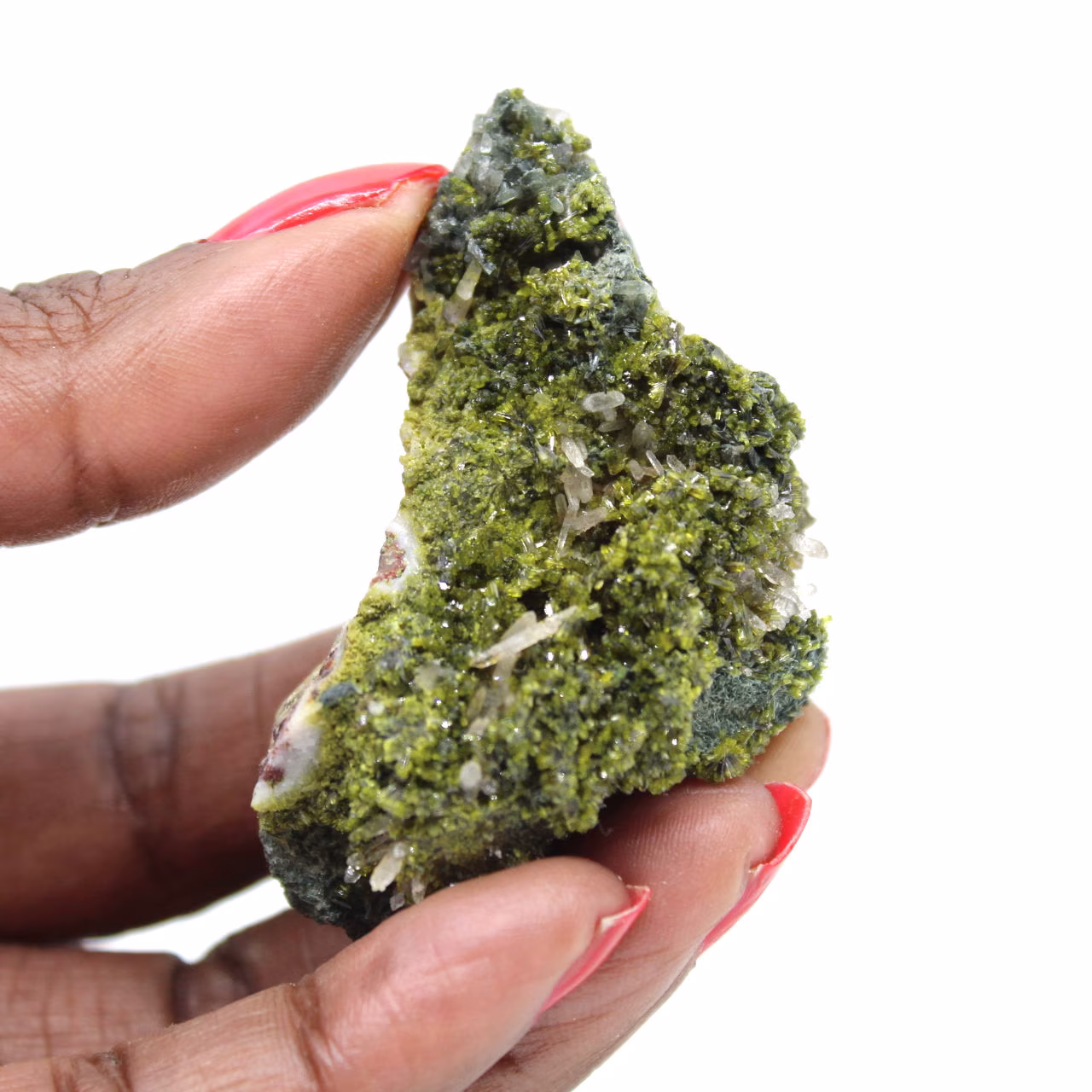 Green epidote from Morocco on thin matrix