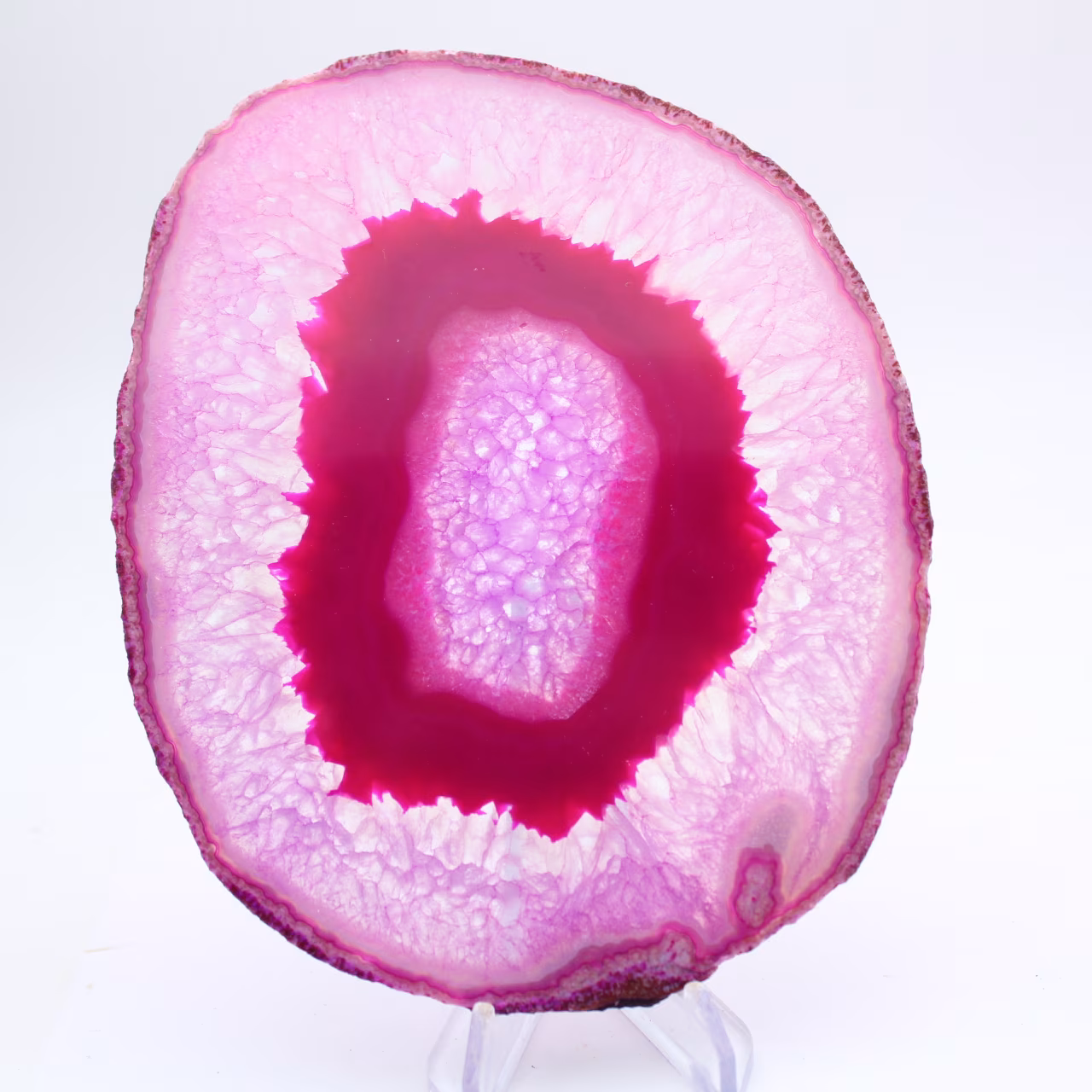 Section of polished, dyed pink agate