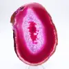 Polished slice of dyed pink agate - 1
