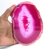 Polished slice of dyed pink agate - 3