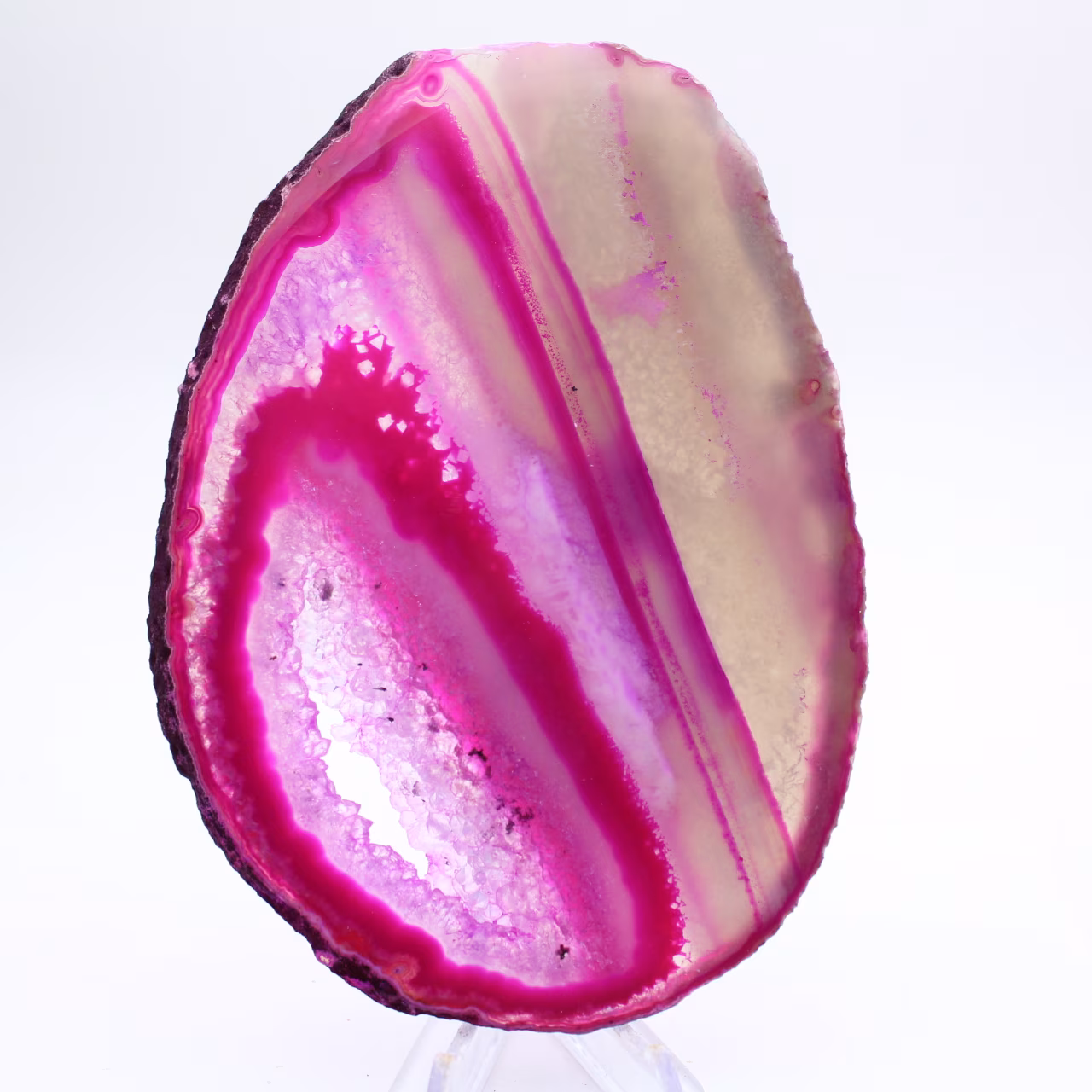 Polished pink-tinted sliced agate