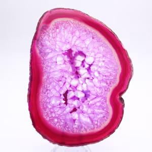 polished agate slice, tinted pink