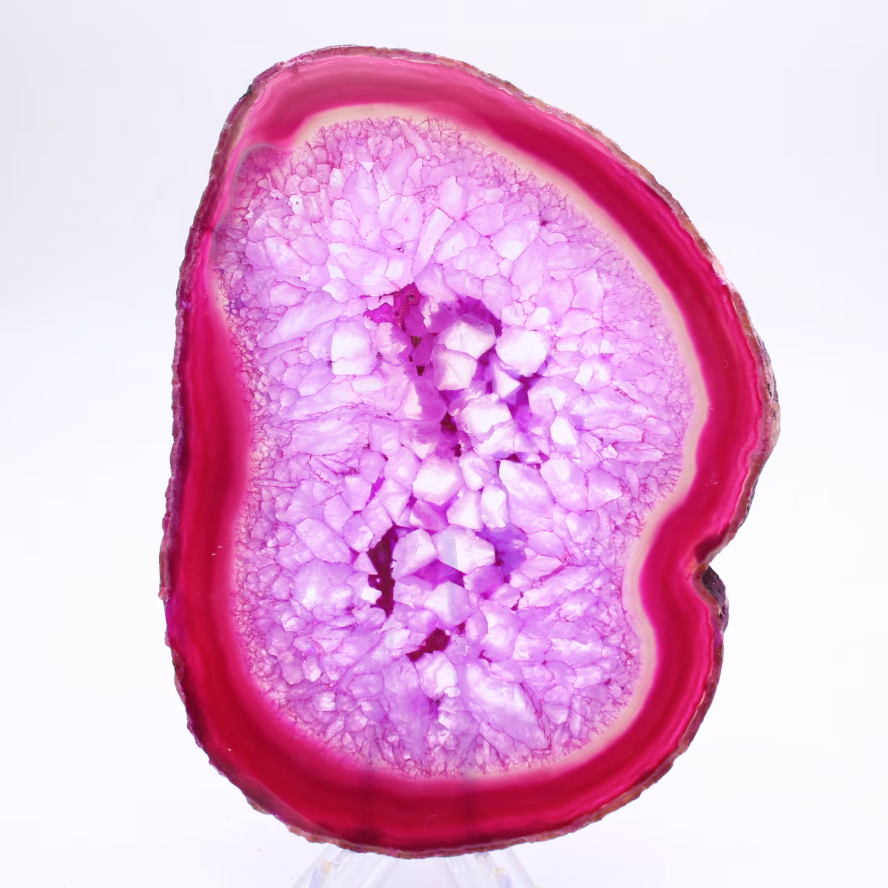 polished agate slice, tinted pink
