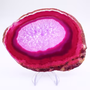 Decorative slice of dyed pink agate