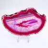 Polished slice of dyed pink agate - 8