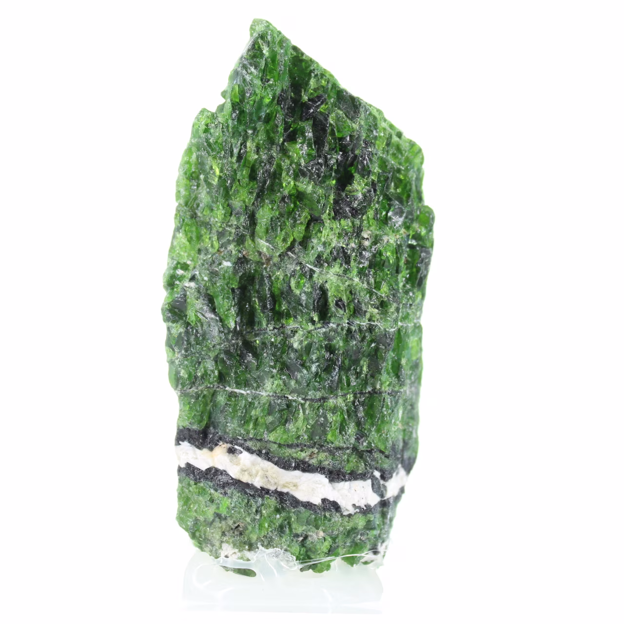Raw Finnish chromediopside, green mineral specimen, 120 g
