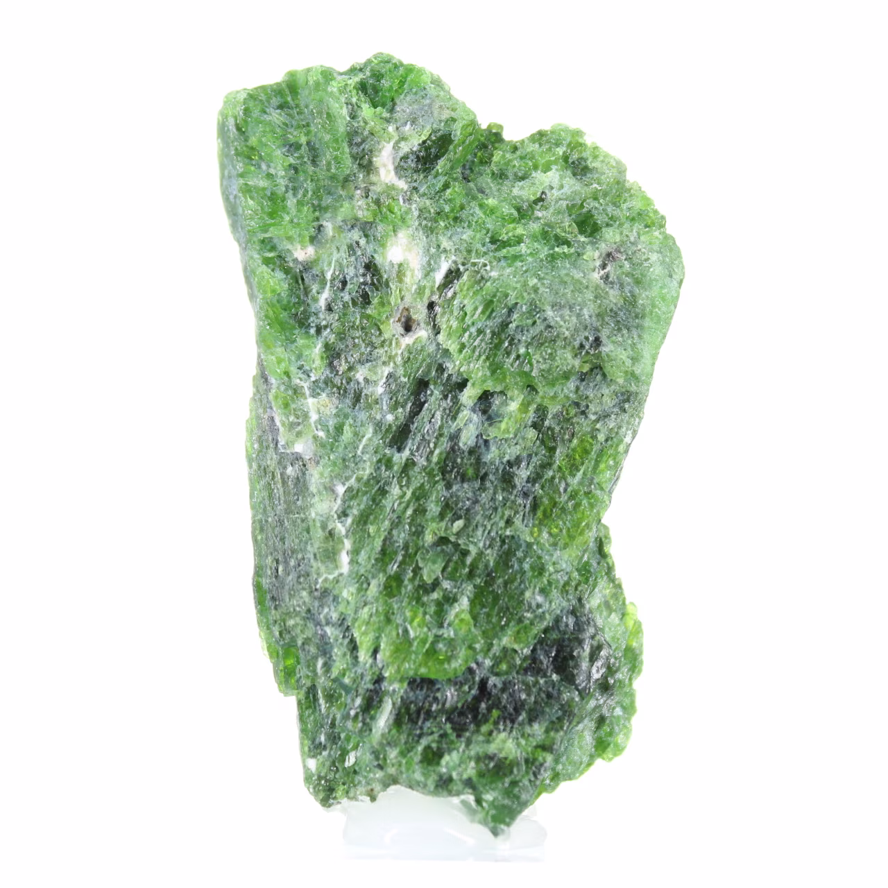 Raw specimen of Finnish chromediopside on a base, 60 g