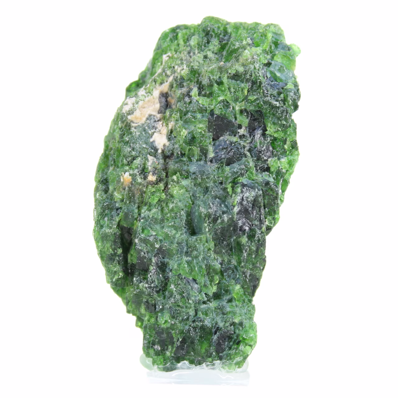 Raw chromediopside on a base, Scandinavian green stone, 60 g