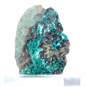 Green Brochantite Crystals from Chile on a Base