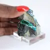 Natural Brochantite from Chile mounted on a display stand - 1