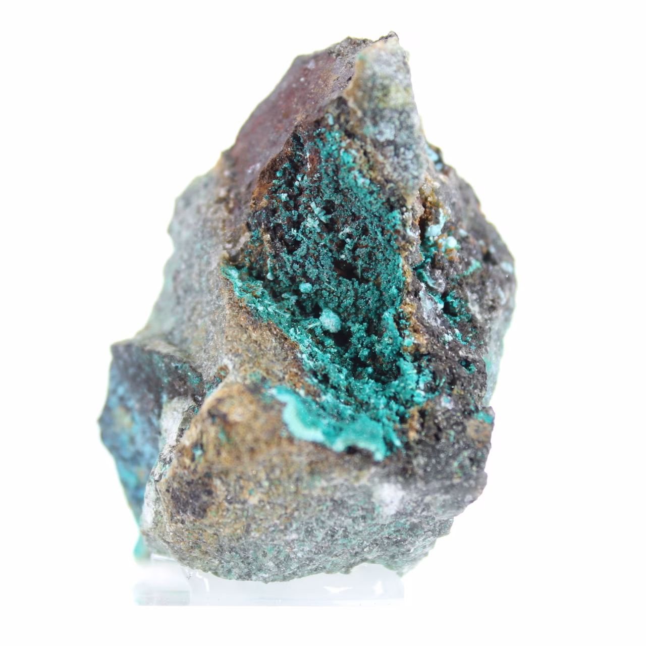 Raw Green Brochantite Mineral from Chile on Gangue
