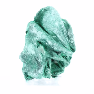 Silky malachite from Congo-Kinshasa, collector's mineral on stand