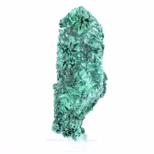 Fibrous malachite column from Congo, specimen on acrylic stand