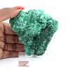 Natural green malachite from Congo in fibrous aggregate, on stand - 7