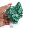 Fibrous malachite sample from Congo on transparent stand - 6