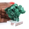 Natural fibrous-textured malachite from Congo, piece on stand - 6
