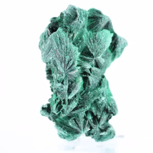 Fibrous malachite from the Democratic Republic of Congo on stand