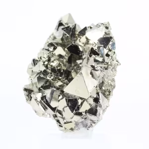 Octahedral pyrite from Peru – Crystallization on an acrylic base