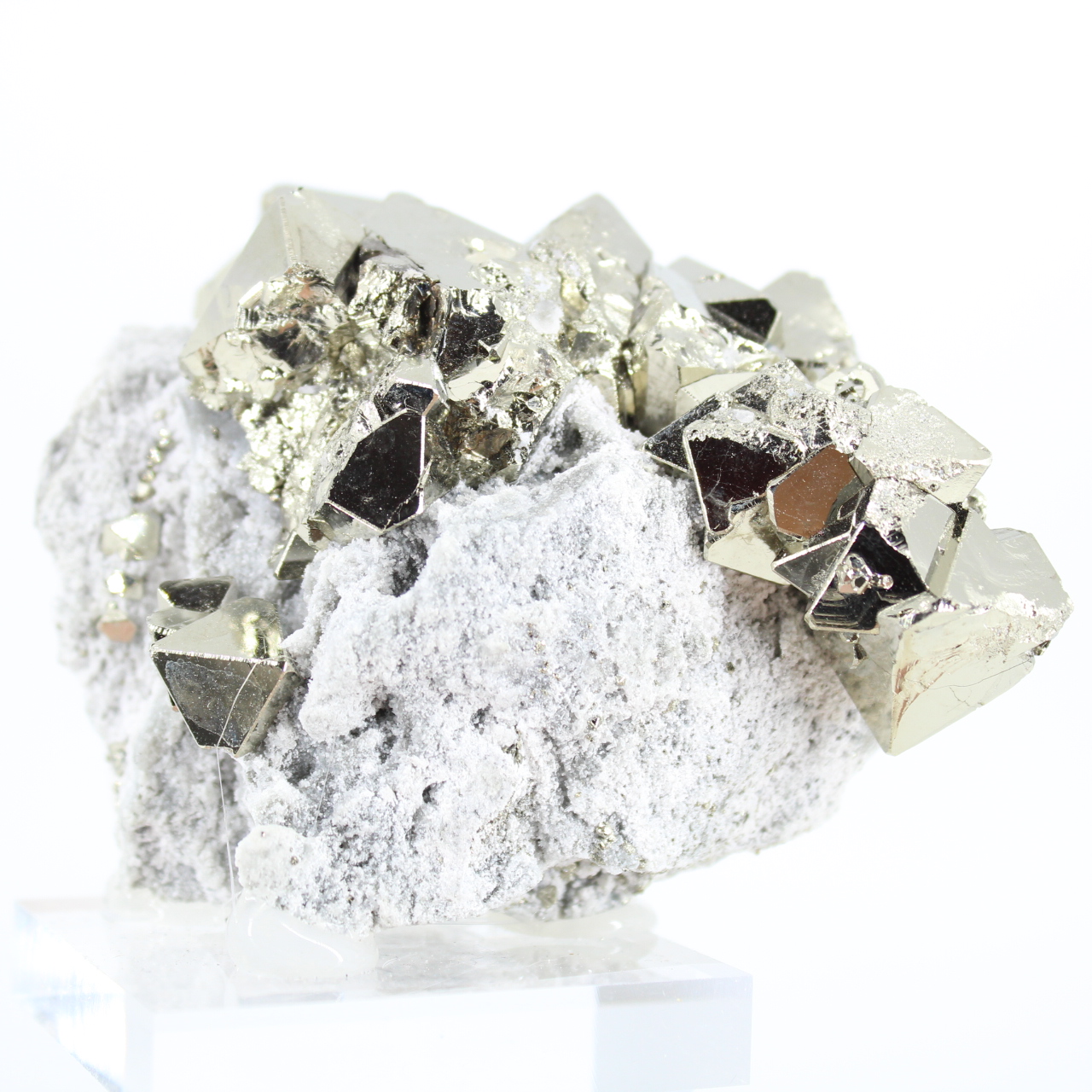 Specimen of pyrite from Peru with golden octahedral crystals
