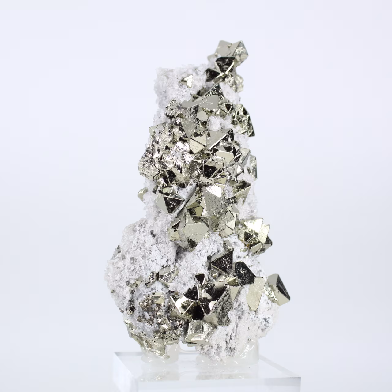 Pyrite from Peru in octahedral forms – Collector's mineral on a base