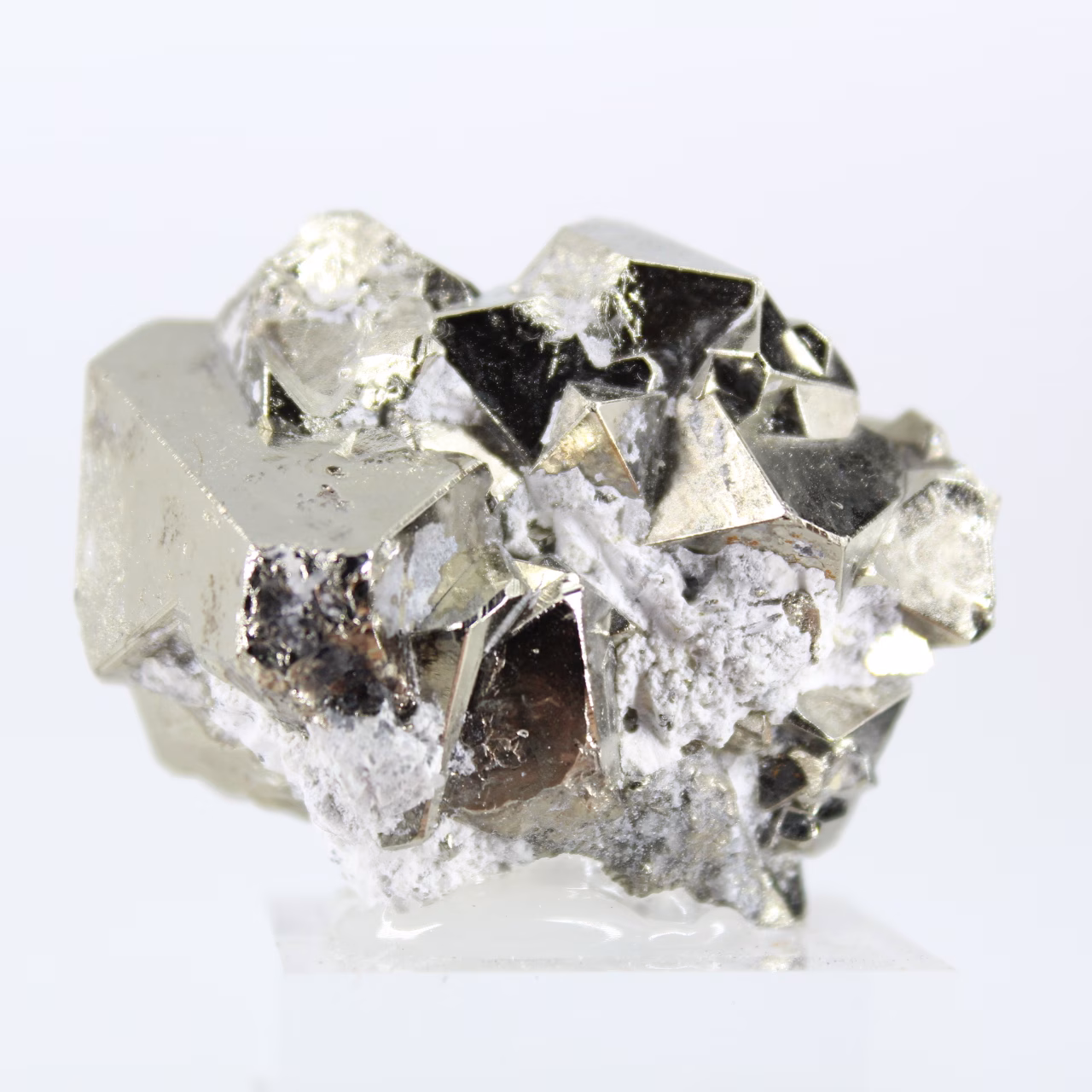 Geometric pyrite from Peru – Octahedral crystals on a base