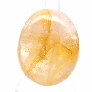 Malagasy yellow quartz as a polished pebble for decor