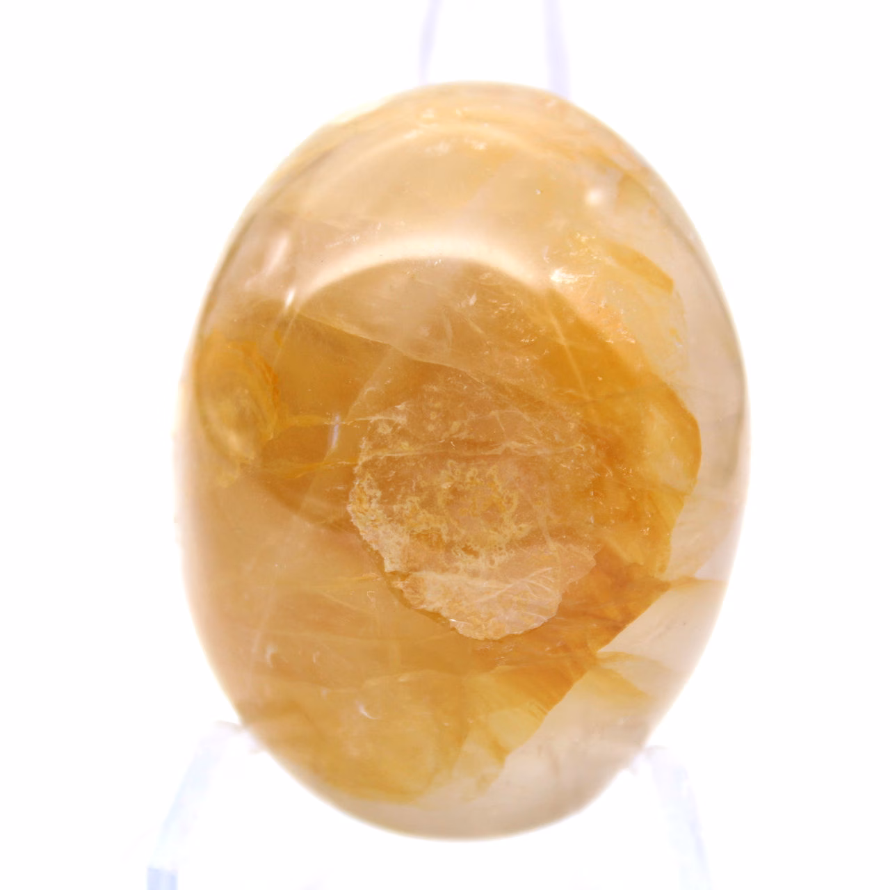 Yellow quartz pebble from Madagascar, polished specimen
