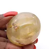 Yellow quartz pebble from Madagascar, polished natural stone - 2