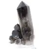 Large Brazilian morion quartz crystal mounted on an acrylic base - 0