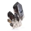 Stocky morion quartz crystal from Brazil, mineral specimen on stand - 0