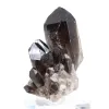 Stocky morion quartz crystal from Brazil, mineral specimen on stand - 2