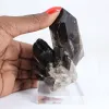 Stocky morion quartz crystal from Brazil, mineral specimen on stand - 1