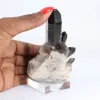 Black morion quartz crystal, Brazilian origin, supplied with stand - 1