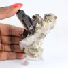 Morion quartz from Brazil, dark crystal on an acrylic stand - 1