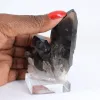 Crystalline morion quartz specimen from Brazil, acrylic stand included - 1
