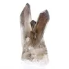 Elongated Brazilian morion quartz crystal, mounted on a stand - 0