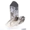 Small crystallized morion quartz from Brazil, displayed with its stand - 4