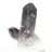 Small crystallized morion quartz from Brazil, displayed with its stand