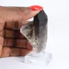 Mini morion quartz crystal from Brazil, black stone on a stand - 1