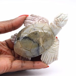 Carved natural steatite tortoise from Bolivia