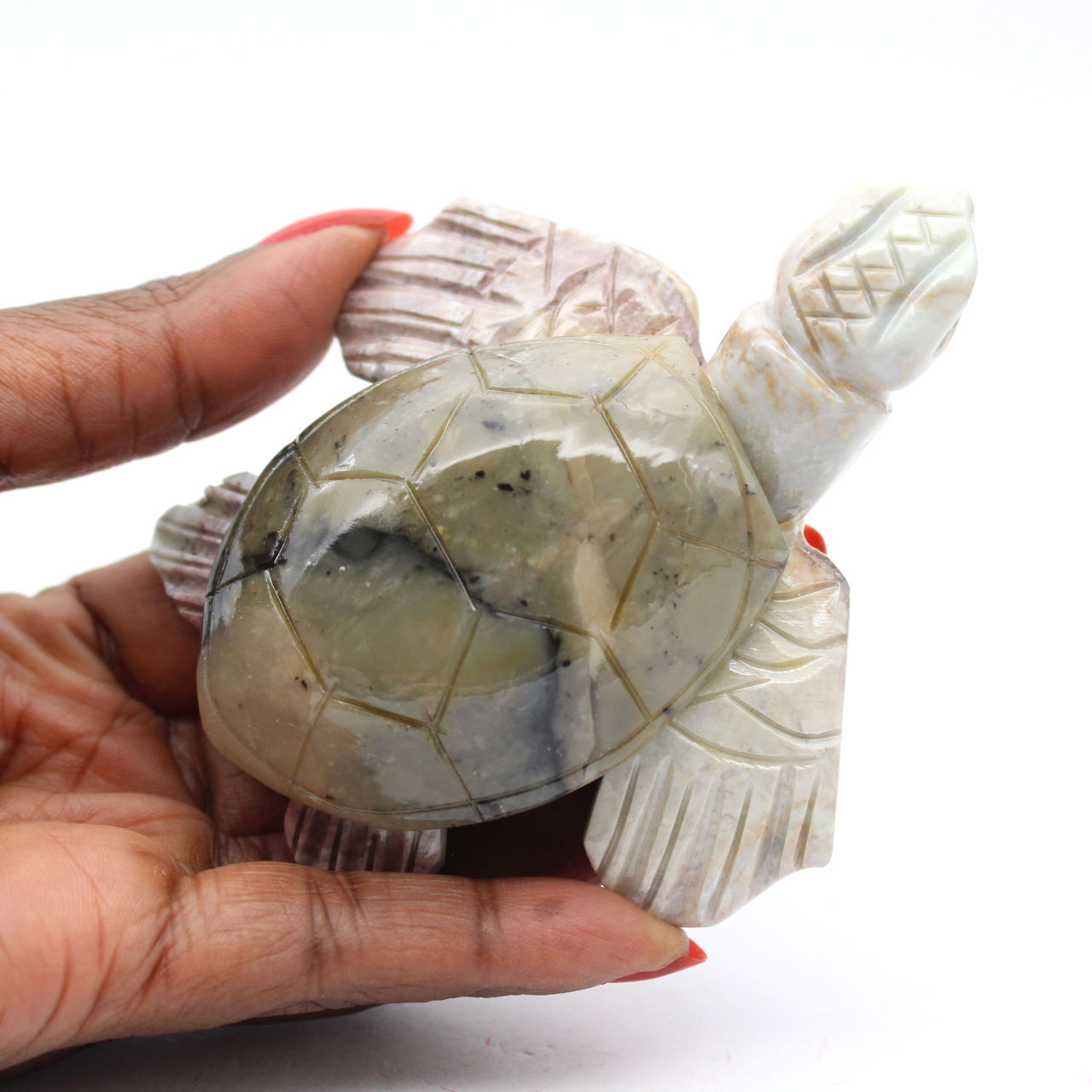 Carved natural steatite tortoise from Bolivia