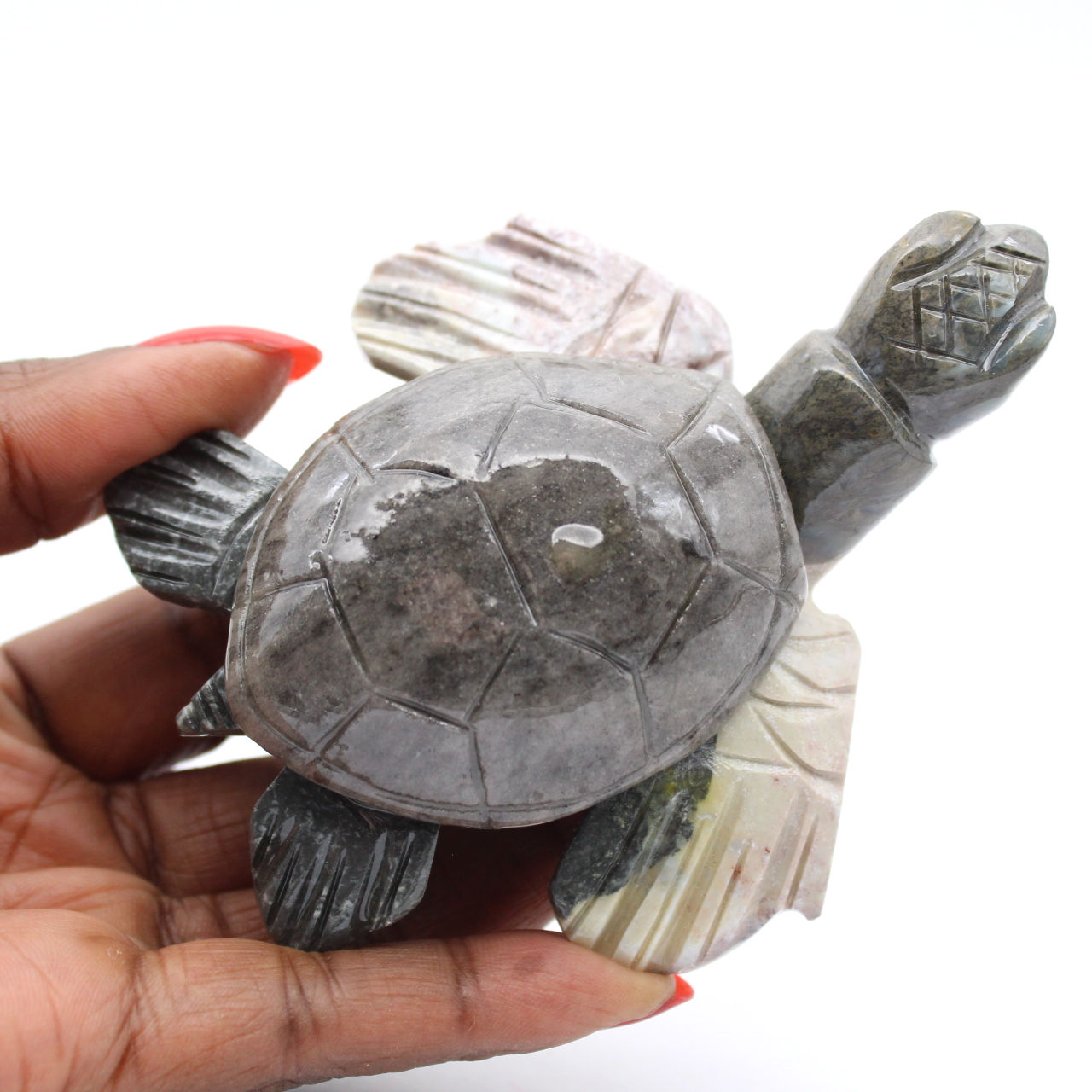 Decorative tortoise in natural Bolivian steatite