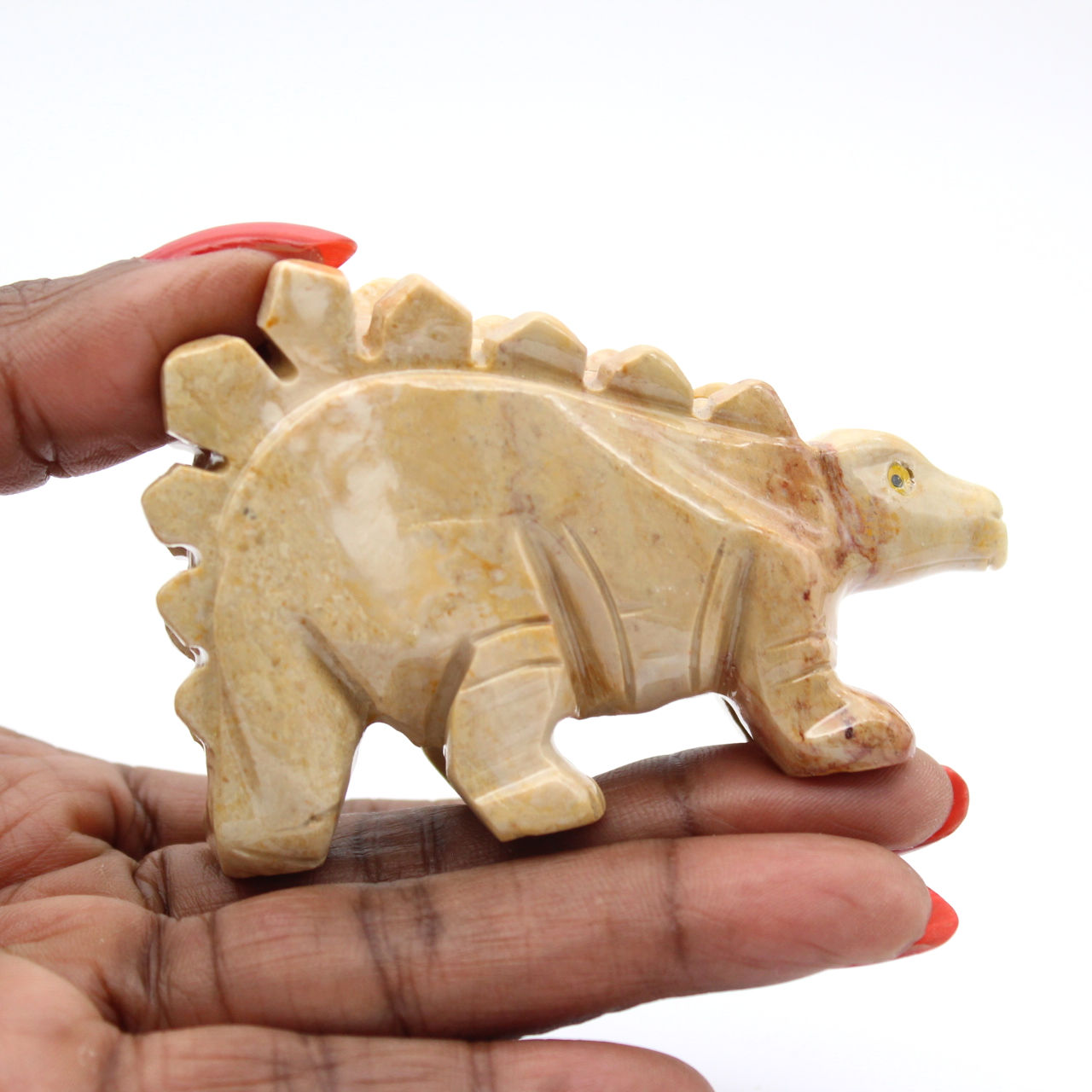 Carved steatite stegosaurus from Bolivia
