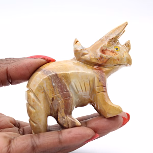 Natural steatite triceratops from Bolivia