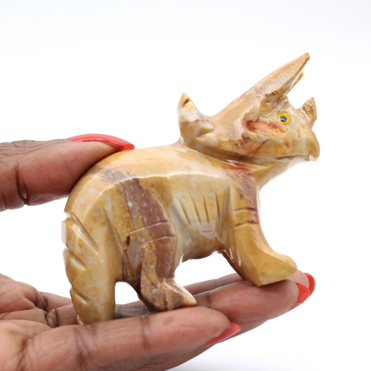 Natural steatite triceratops from Bolivia