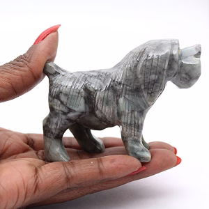 Steatite dog: carved animal figure from Bolivia